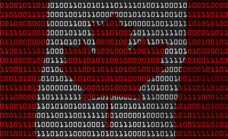 Canadian flag in binary code