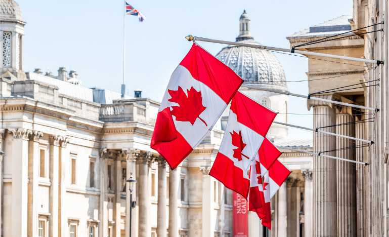 Canadian flags in London