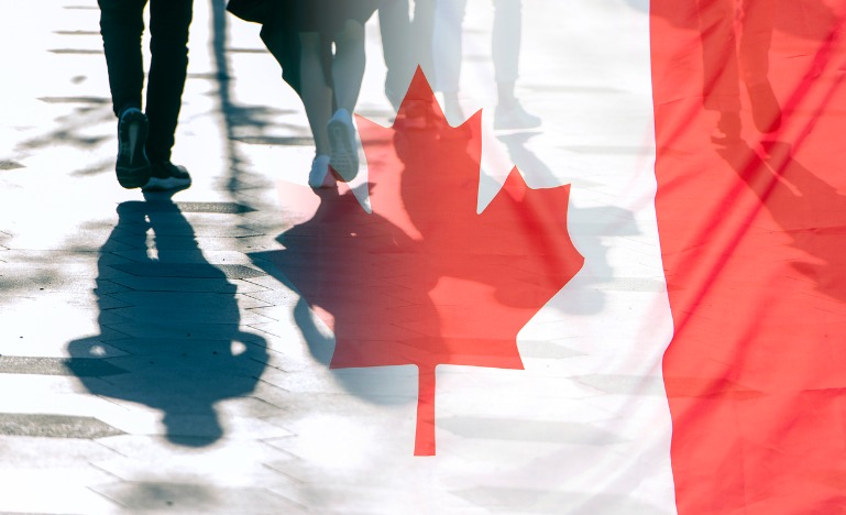 Immigration on Canadian flag