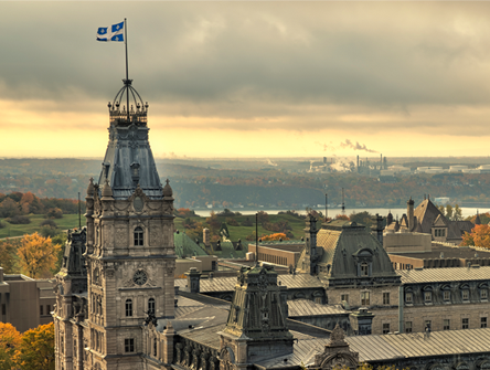 Quebec Parliament building with autumn view