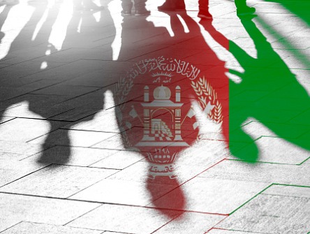afghanistan flag on silhouettes