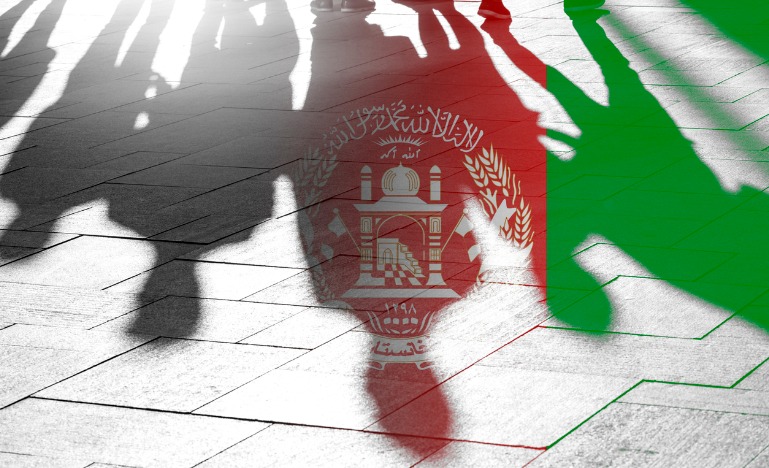 Afghan people on flag concept