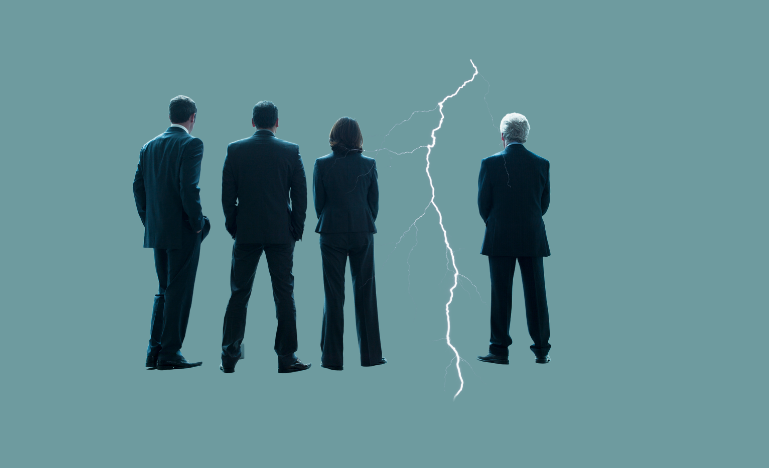 People divided by a thrunderbolt