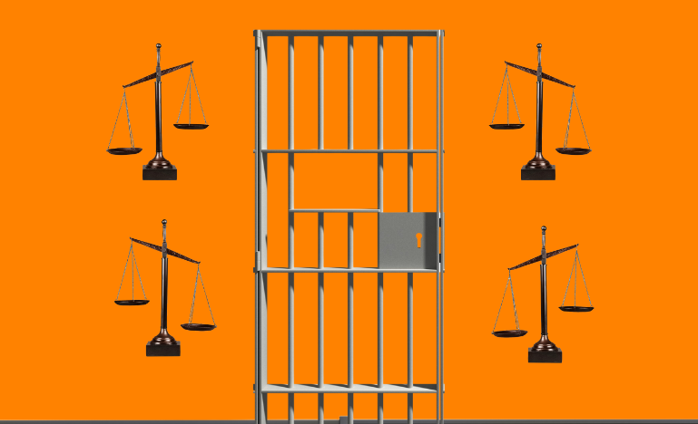 Jail door and scales