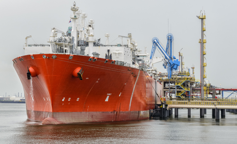 LNG tanker in port