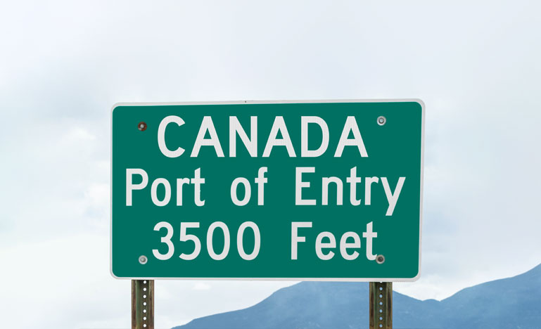 Canada point of entry highway sign