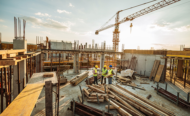 Engineers atop a construction site