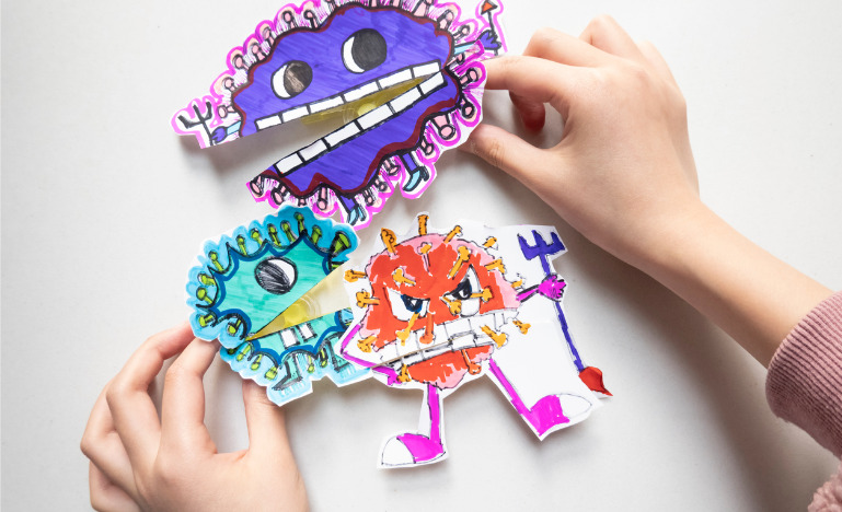 Kid drawing coronavirus