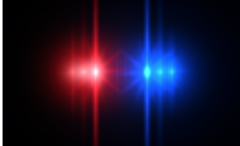 police lights on black background