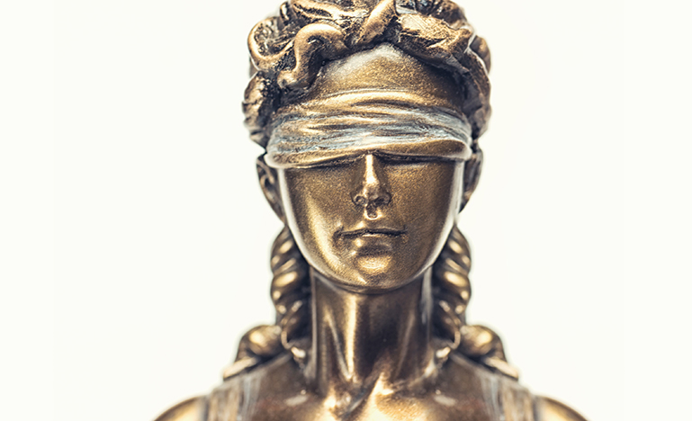 Face of lady justice or Iustitia - The Statue of Justice