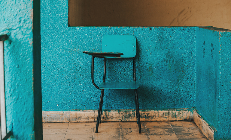 Turquoise schooldesk