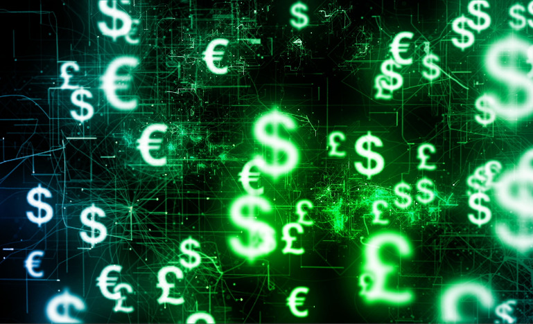 international currencies background