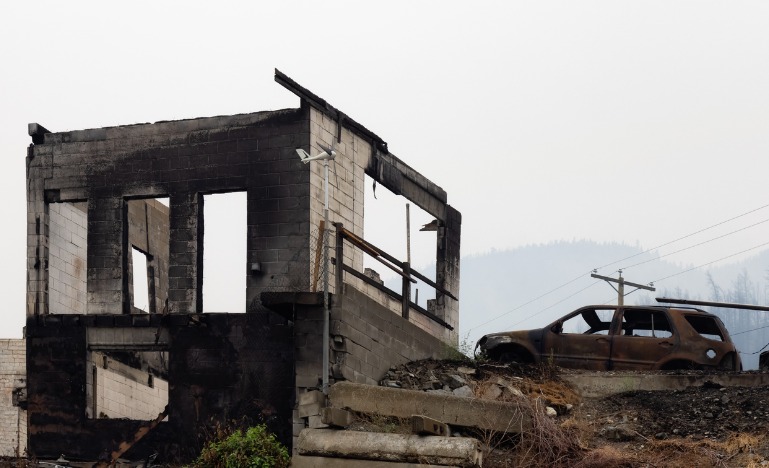 debris after wildfires in BC