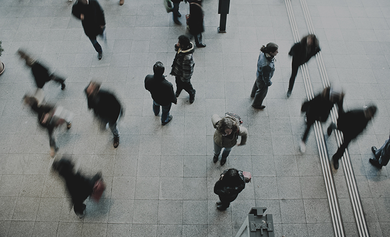 Busy crowd in an urban setting