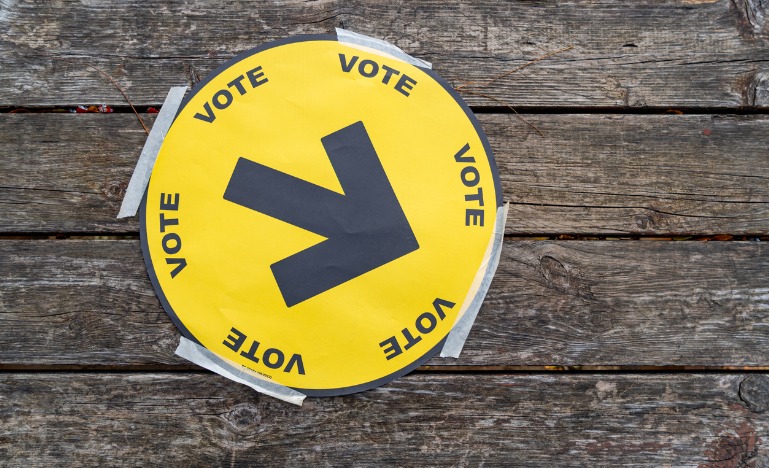 Election sign at polling station