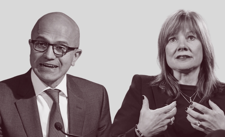 General Motors's Mary Barra and Microsoft's Satya Nadella