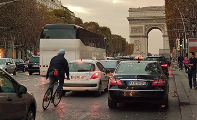 Biking in traffic