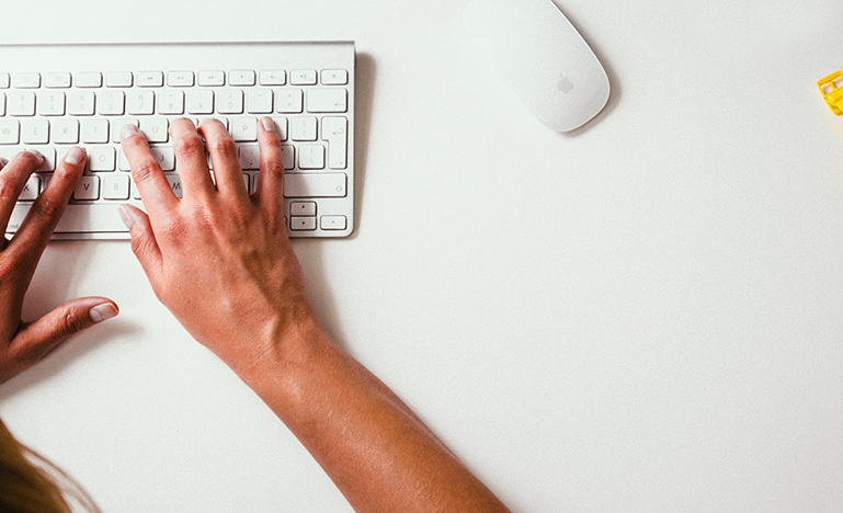 Woman typing