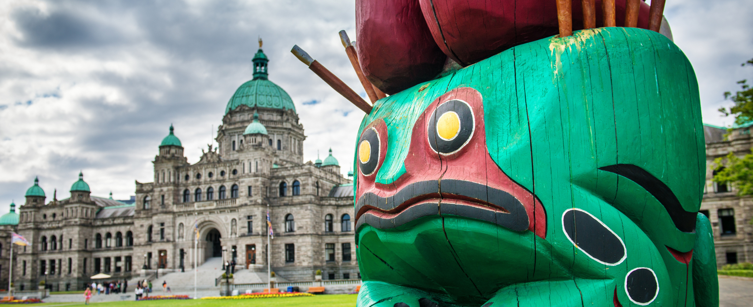 The Knowledge Totem Pole on the lawn of the B.C. Legislature