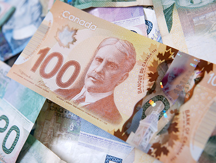 Pile of Canadian bills 