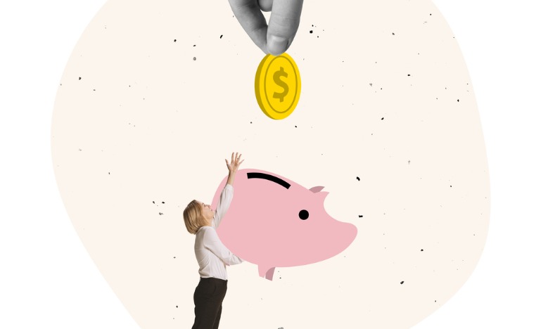 Piggy bank and money concept