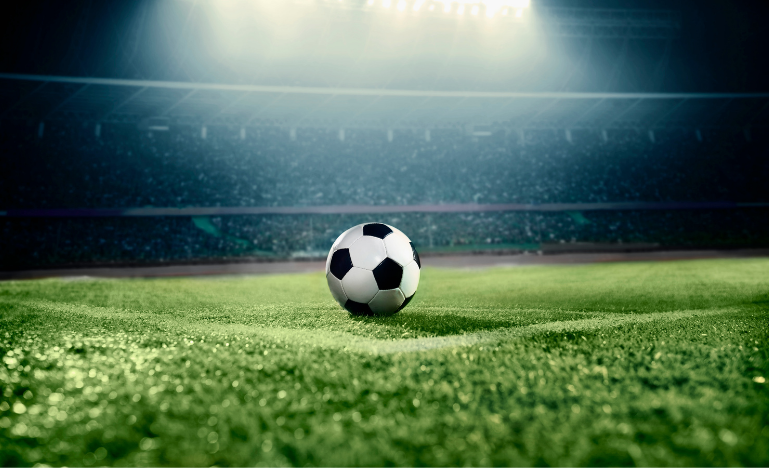 A soccer ball on a field