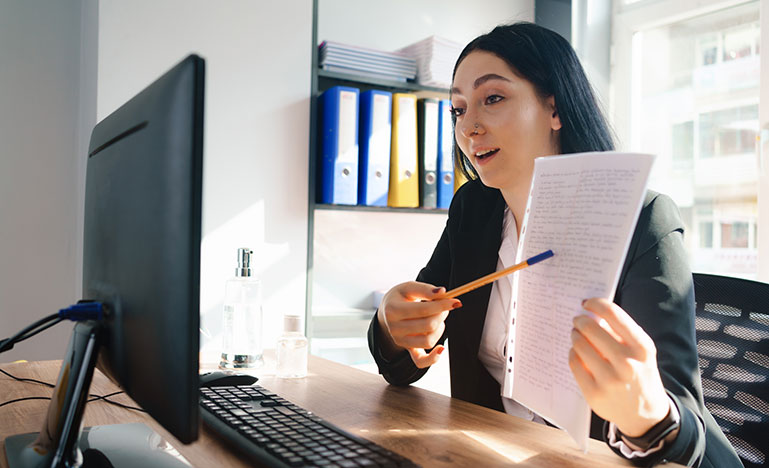 Women presenting over Zoom call