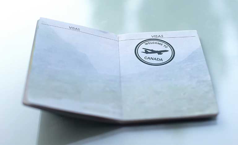 Welcome to Canada stamp on passport