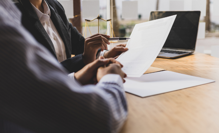 A lawyer and their client