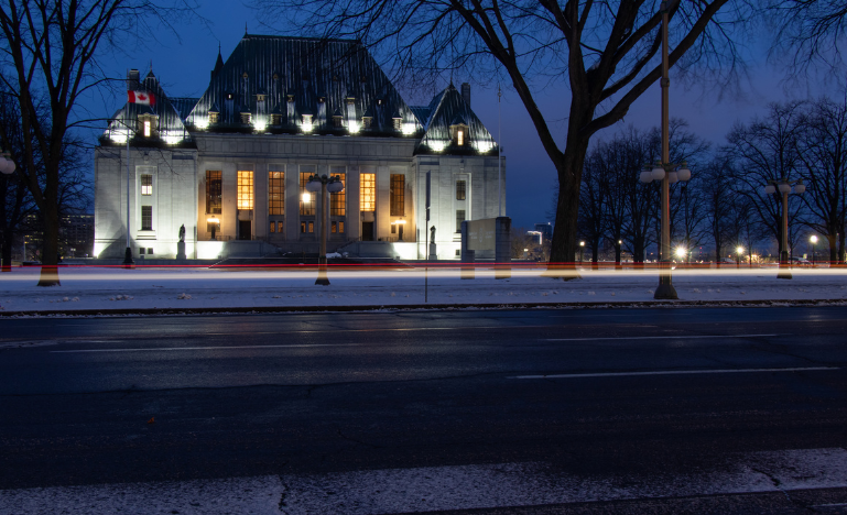 The Supreme Court of Canada at night