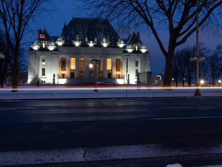 The Supreme Court of Canada at night