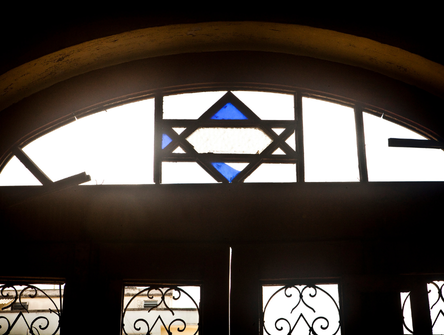 A vandalized synagogue
