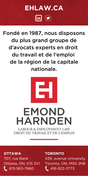 Fondé en 1987, nous disposons du plus grand groupe de d'avocats experts en droit du travail et de l'emploi de la région de la capitale nationale. Emond Harnden. Droit du travail et de l'emploi. Ottawa : 707, rue Bank, Ottawa, ON, K1S 3V1. 613-563-7660. Toronto : 439, avenue University. Toronto, ON, M5G 2N8. 416-922-3773. ehlaw.ca