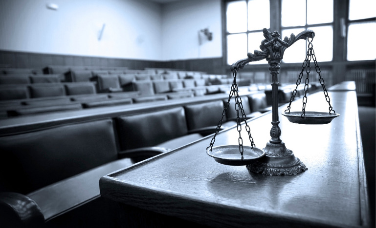 Scales on court background