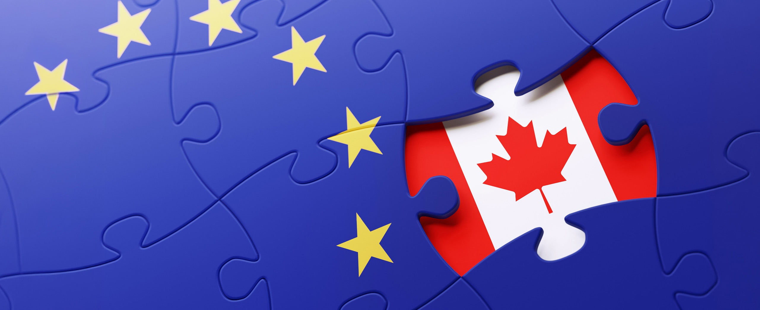 A European Union and Canadian flag puzzle