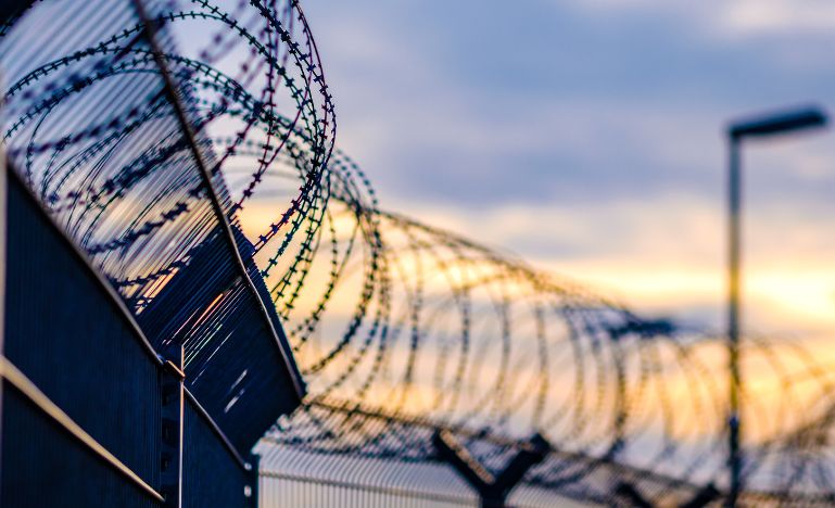 Barbed wire at a prison
