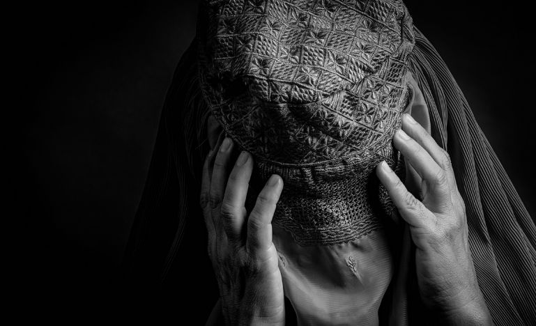 An Afghan woman in a burka