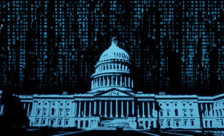 The US Capitol with an overlay of data