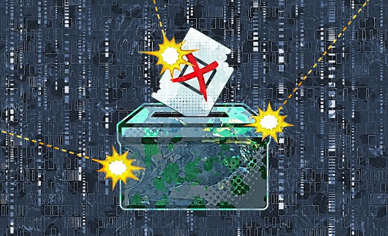 A graphic illustration of election interference