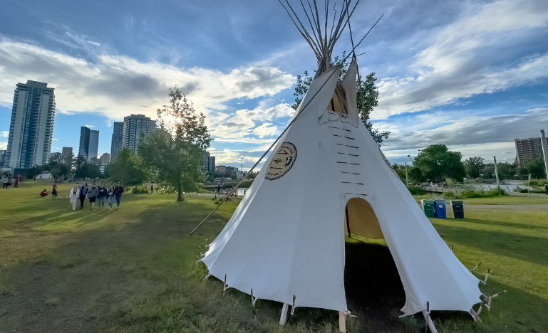 A Tsuut'ina Nation tipi on Treaty 7 land in Calgary