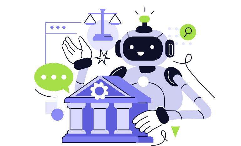 Illustration of artificial intelligence technology in law