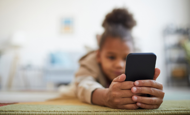 A child using a smartphone