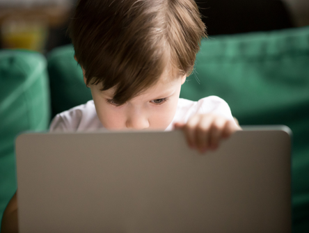 Un jeune enfant regardant un écran d'ordinateur