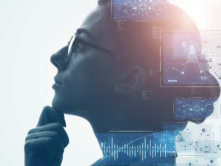 A woman and AI concept illustration