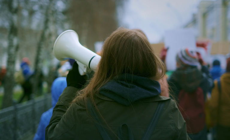 A demonstrator in the city